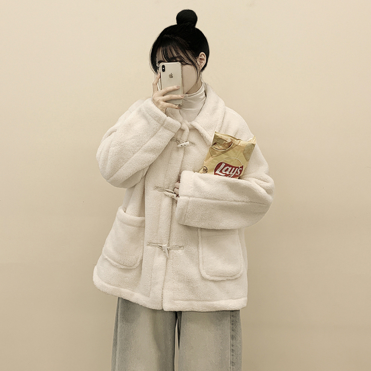 왕오버핏 도톰 양털 카라 떡볶이 덤블 뽀글이자켓 퍼코트