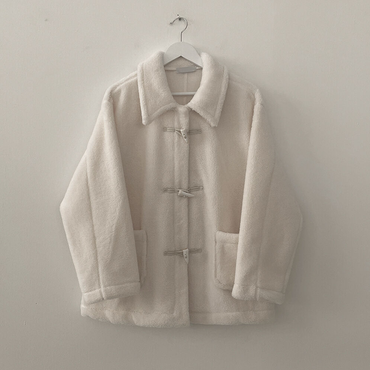 왕오버핏 도톰 양털 카라 떡볶이 덤블 뽀글이자켓 퍼코트