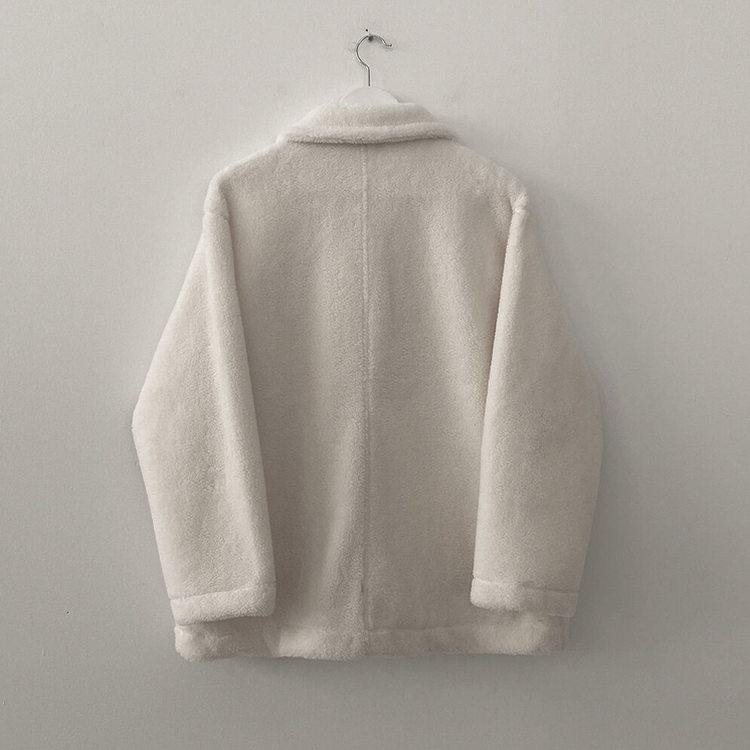 왕오버핏 도톰 양털 카라 떡볶이 덤블 뽀글이자켓 퍼코트