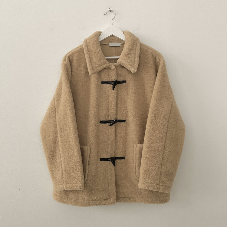 왕오버핏 도톰 양털 카라 떡볶이 덤블 뽀글이자켓 퍼코트