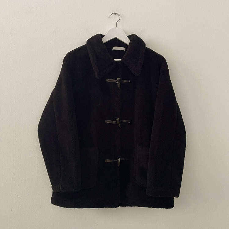 왕오버핏 도톰 양털 카라 떡볶이 덤블 뽀글이자켓 퍼코트