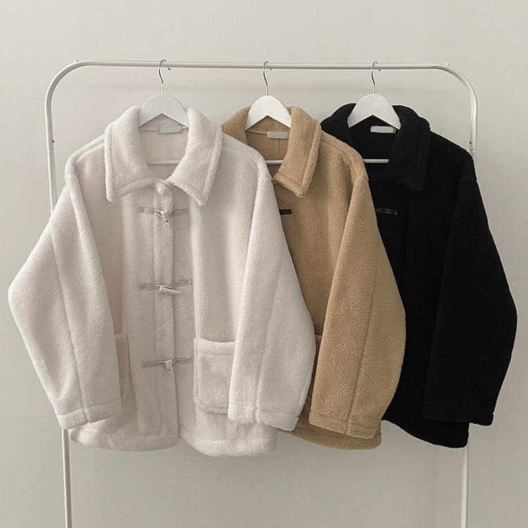 왕오버핏 도톰 양털 카라 떡볶이 덤블 뽀글이자켓 퍼코트