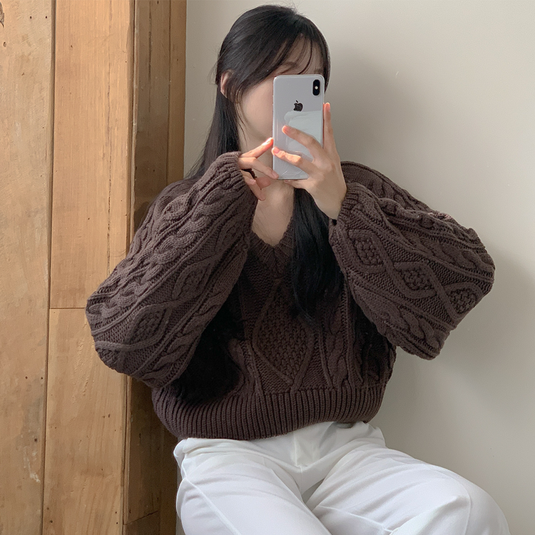 ケーブルVネックニット(6color) OATMEAL