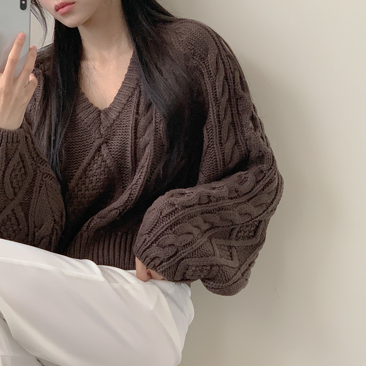 ケーブルVネックニット(6color) OATMEAL