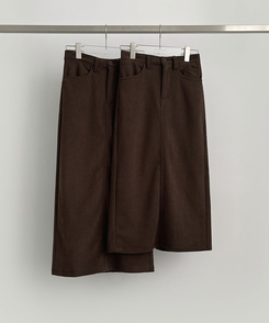 2XL뒤트임 융털기모 코듀로이 골덴 H라인 밴딩 롱스커트