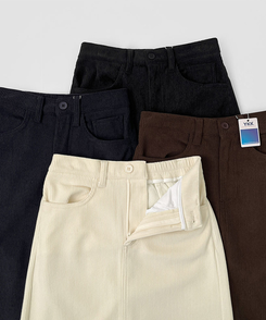 2XL뒤트임 융털기모 코듀로이 골덴 H라인 밴딩 롱스커트