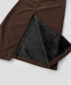 2XL뒤트임 융털기모 코듀로이 골덴 H라인 밴딩 롱스커트