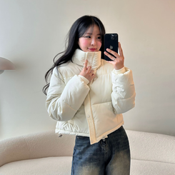 ハイネックデイリーウェロンクロップダウンジャケット IVORY