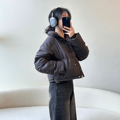 ハイネックデイリーウェロンクロップダウンジャケット CHESTNUT BROWN