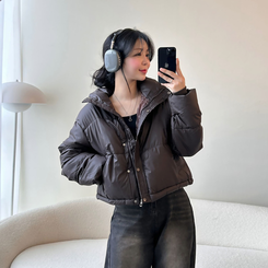 ハイネックデイリーウェロンクロップダウンジャケット CHESTNUT BROWN