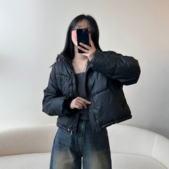 ハイネックデイリーウェロンクロップダウンジャケット BLACK