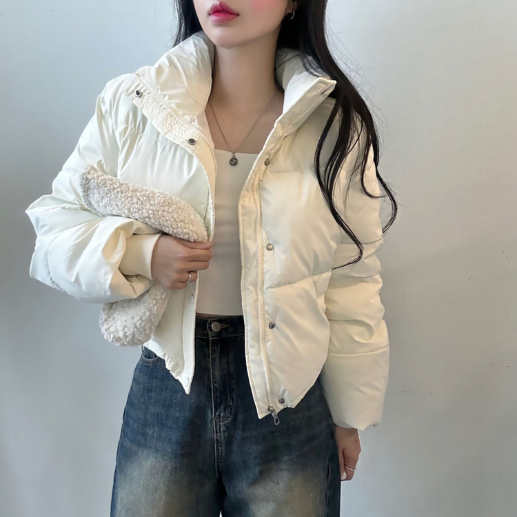 ハイネックデイリーウェロンクロップダウンジャケット IVORY