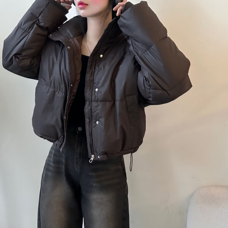 ハイネックデイリーウェロンクロップダウンジャケット CHESTNUT BROWN