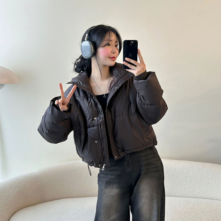 ハイネックデイリーウェロンクロップダウンジャケット CHESTNUT BROWN