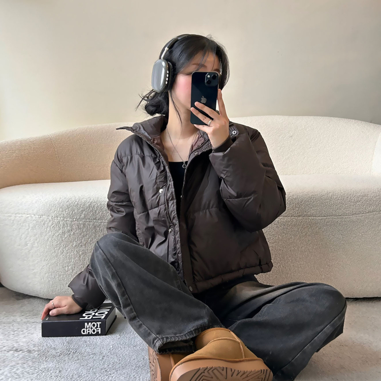 ハイネックデイリーウェロンクロップダウンジャケット CHESTNUT BROWN