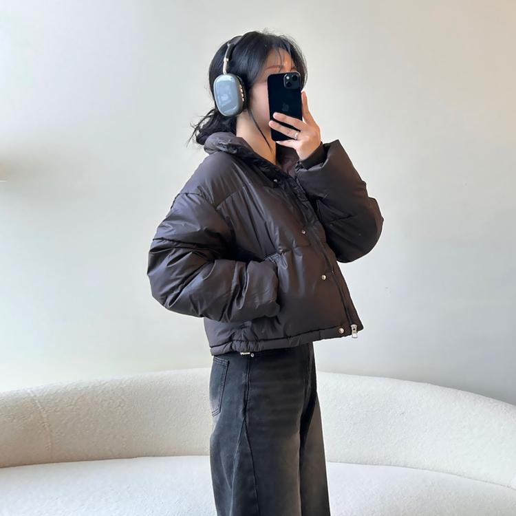 ハイネックデイリーウェロンクロップダウンジャケット CHESTNUT BROWN