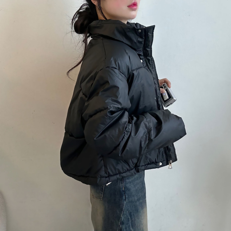 ハイネックデイリーウェロンクロップダウンジャケット BLACK