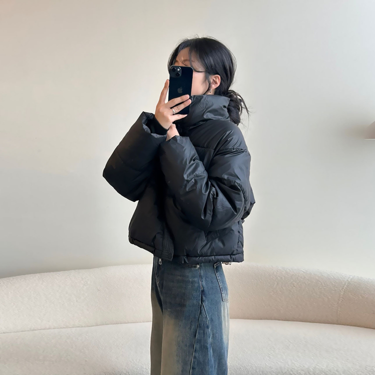 ハイネックデイリーウェロンクロップダウンジャケット BLACK