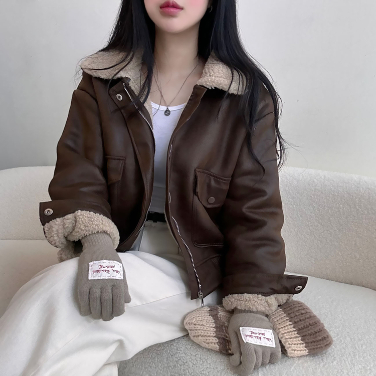 クラックビンテージスエードウールカラームスタン｜ジャケット｜韓国