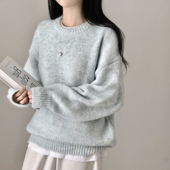 모아 러블리 아방 도톰 울 오버핏 라운드 파스텔 니트 소라