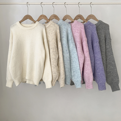 모아 러블리 아방 도톰 울 오버핏 라운드 파스텔 니트
