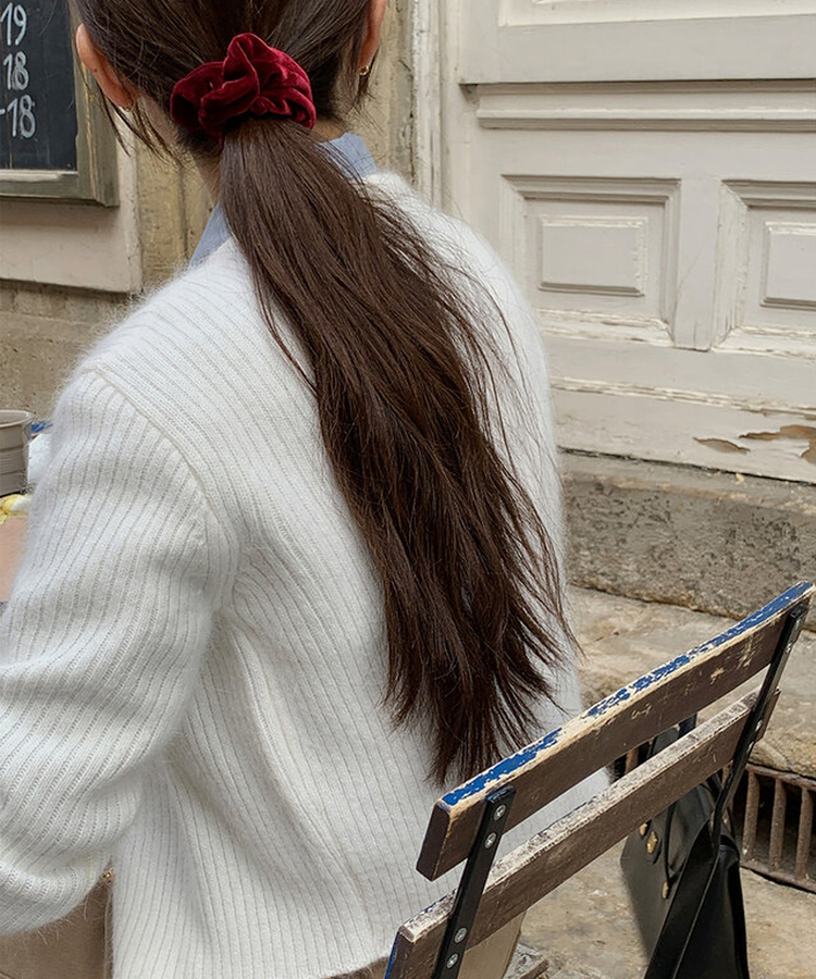 ベルベットスクランチヘアゴム BURGUNDY