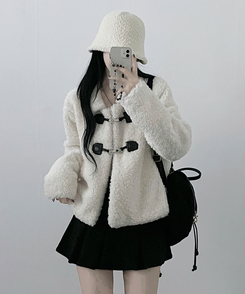 クリップボタンウールムスタンジャケット IVORY