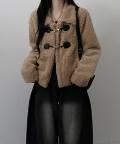 クリップボタンウールムスタンジャケット BEIGE