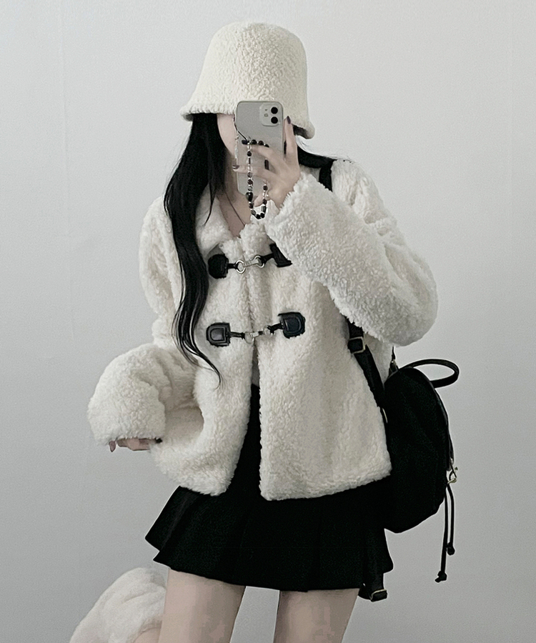 クリップボタンウールムスタンジャケット IVORY