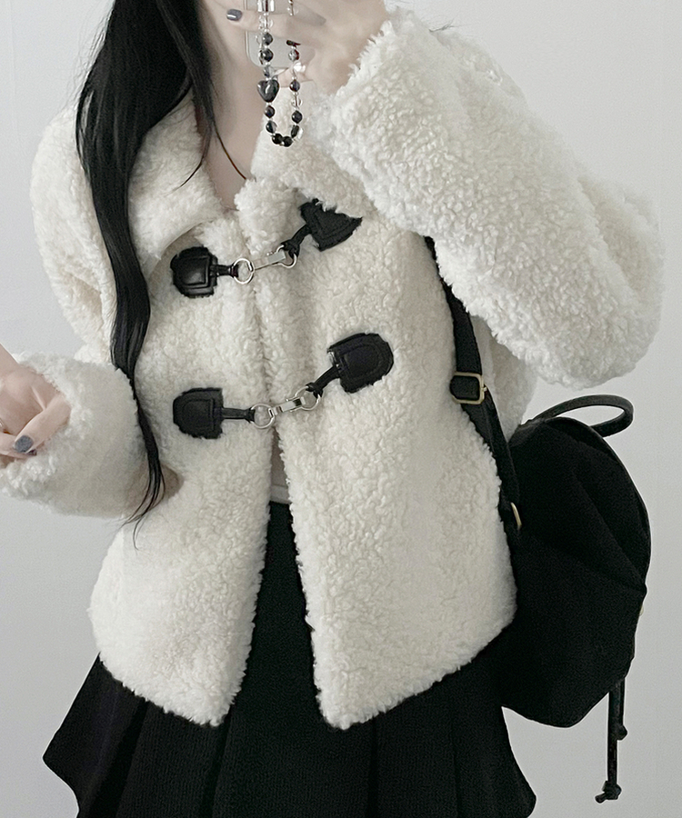 クリップボタンウールムスタンジャケット IVORY