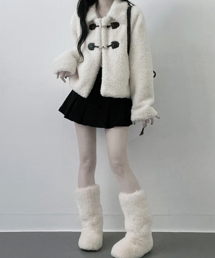 クリップボタンウールムスタンジャケット IVORY