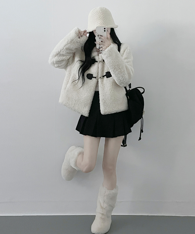 クリップボタンウールムスタンジャケット IVORY