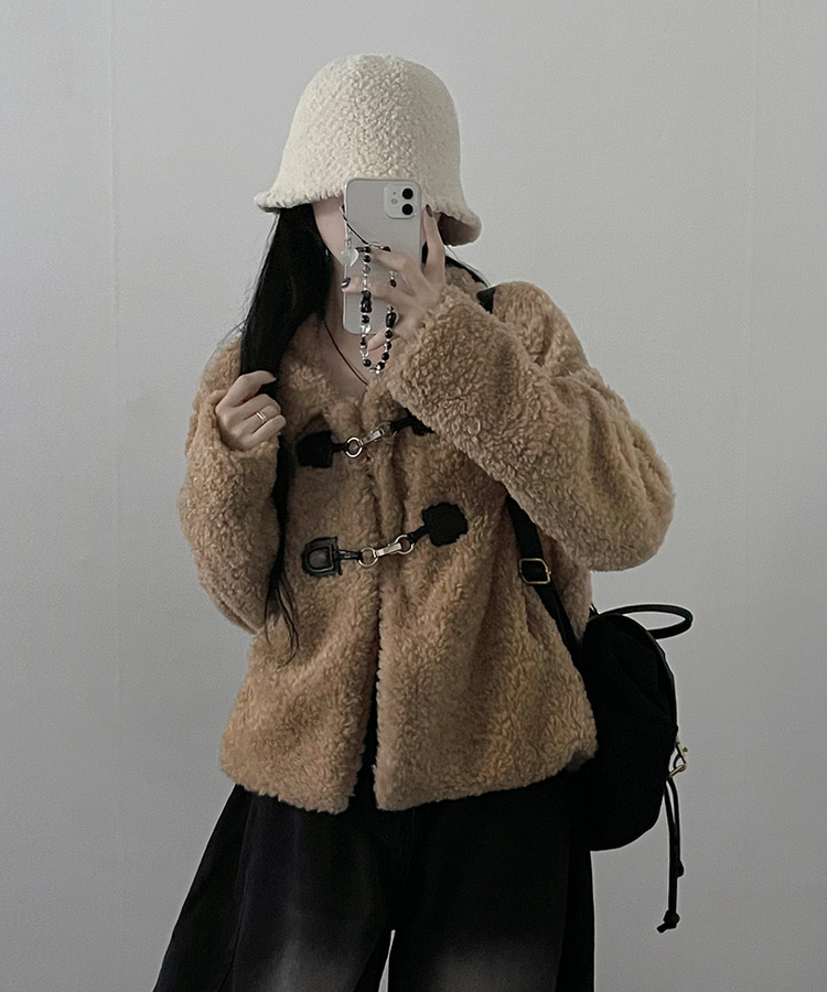 クリップボタンウールムスタンジャケット BEIGE