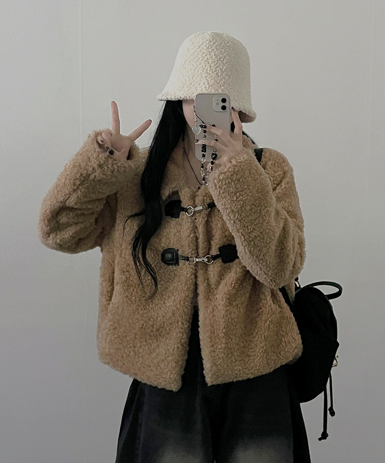 クリップボタンウールムスタンジャケット BEIGE