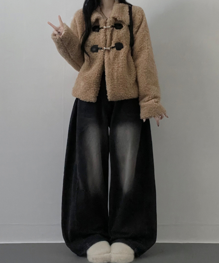 クリップボタンウールムスタンジャケット BEIGE