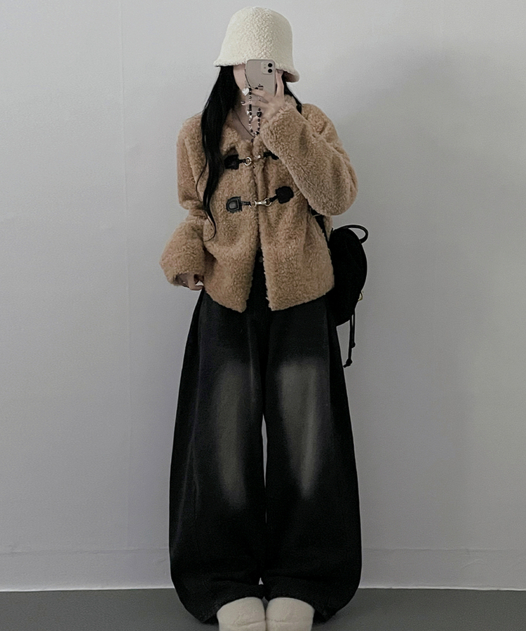 クリップボタンウールムスタンジャケット BEIGE