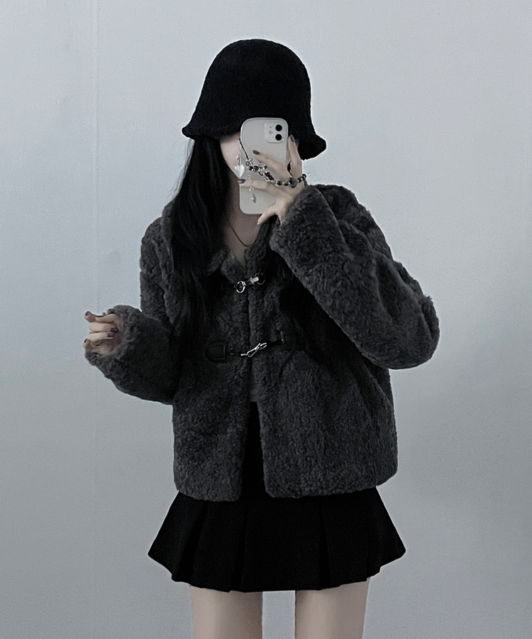 クリップボタンウールムスタンジャケット CHARCOAL