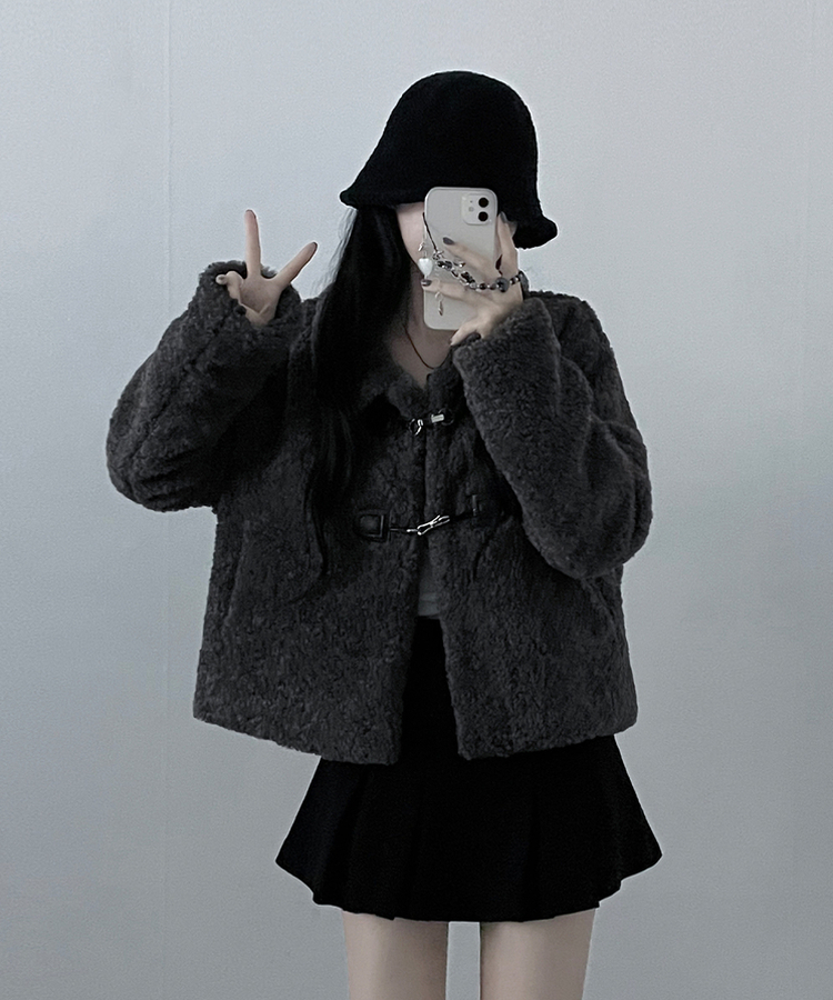 クリップボタンウールムスタンジャケット CHARCOAL