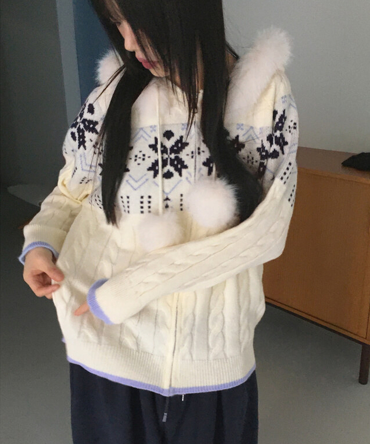 ノルディックケーブルファーニットジップアップ｜ジャンパー｜韓国