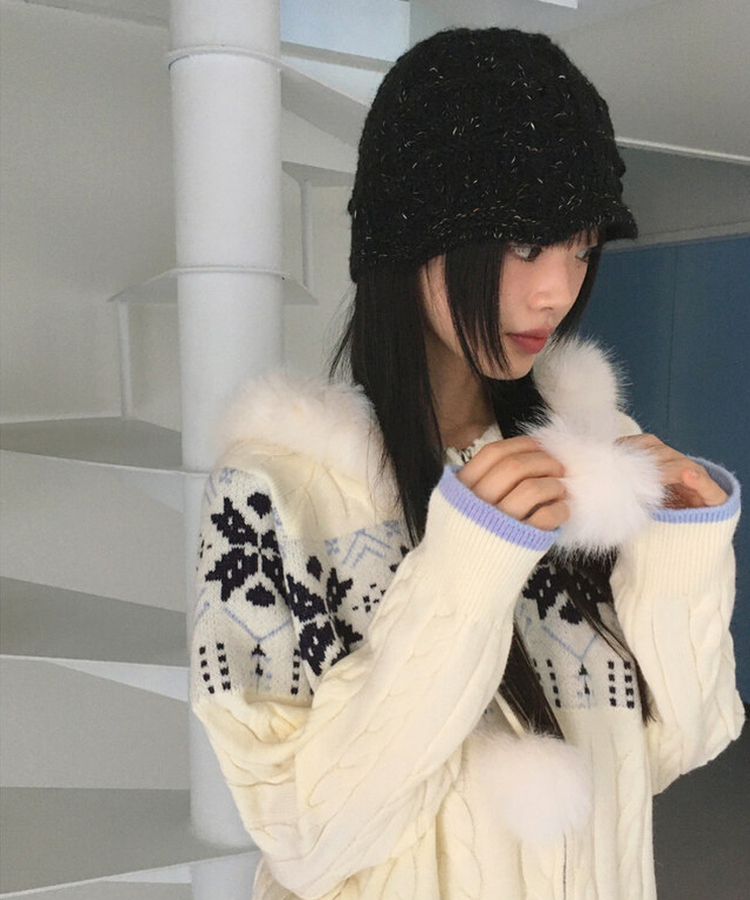 ノルディックケーブルファーニットジップアップ｜ジャンパー｜韓国