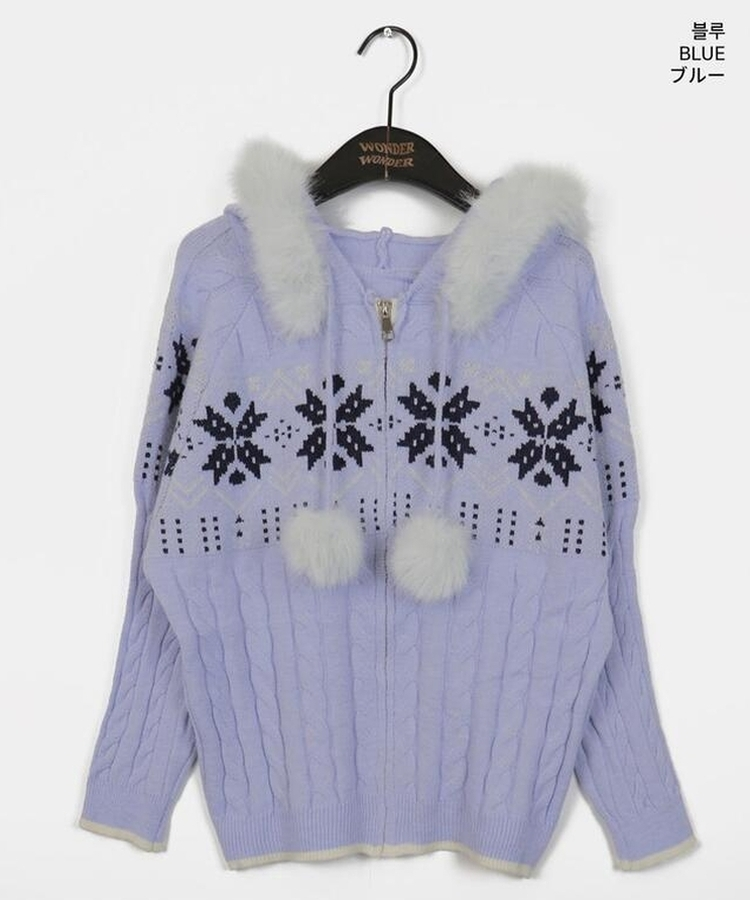 ノルディックケーブルファーニットジップアップ｜ジャンパー｜韓国