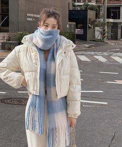 スナップボタンレザーセミクロップダウン WHITE