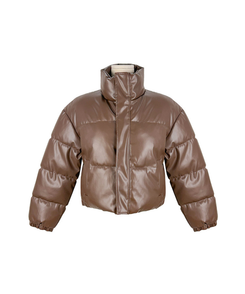 スナップボタンレザーセミクロップダウン