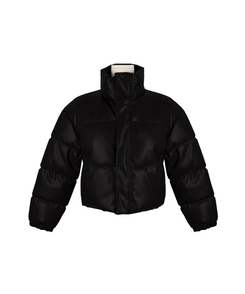 スナップボタンレザーセミクロップダウン