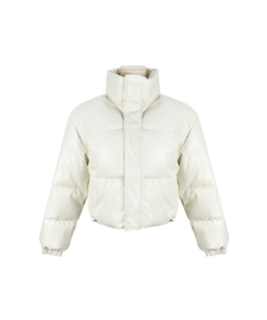 スナップボタンレザーセミクロップダウン