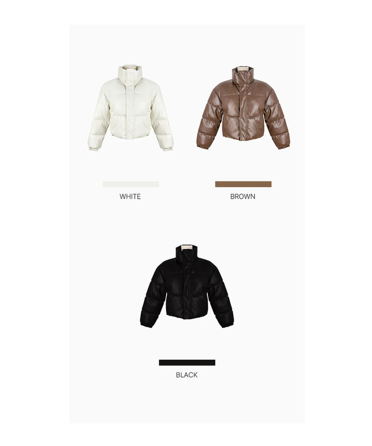 スナップボタンレザーセミクロップダウン