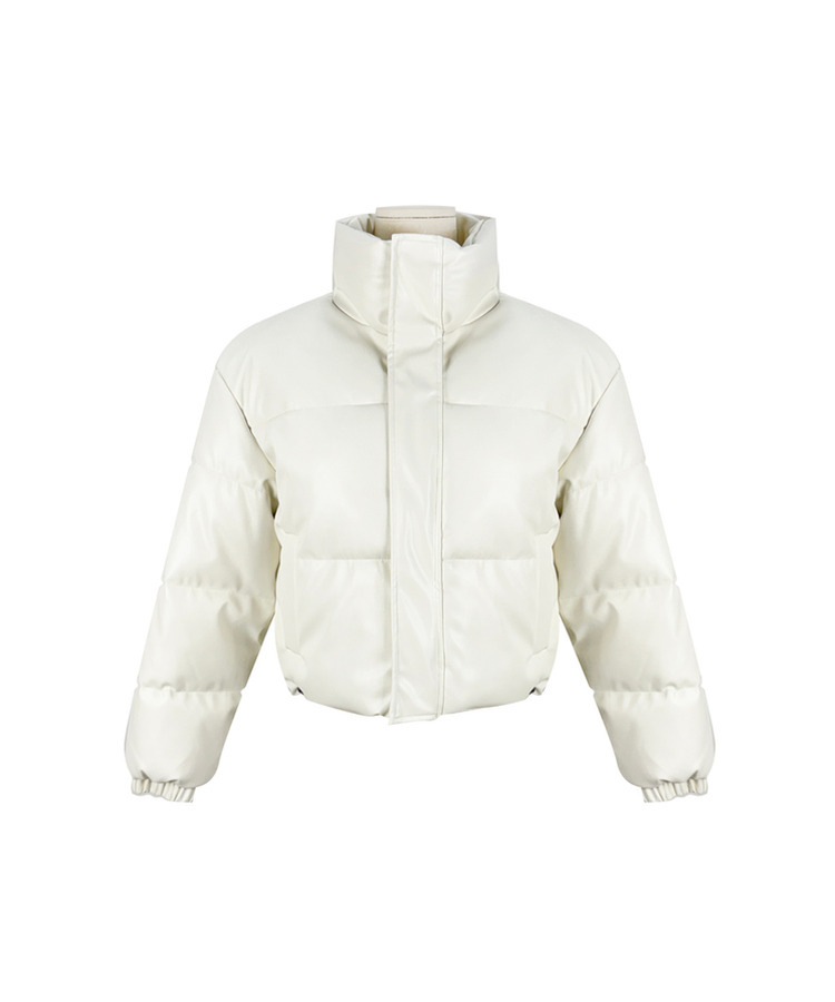 スナップボタンレザーセミクロップダウン