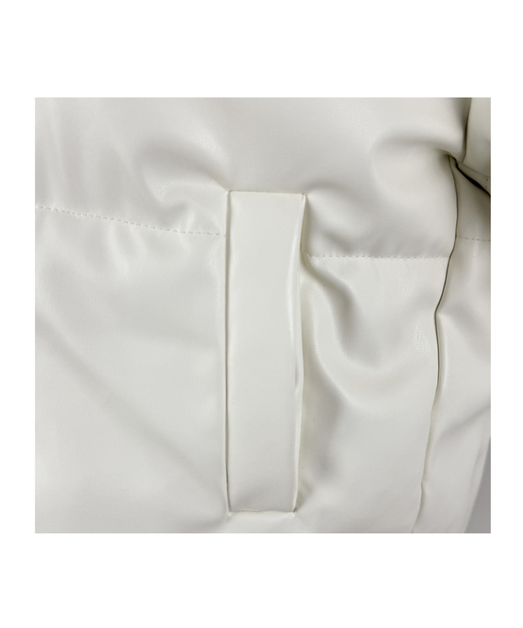 スナップボタンレザーセミクロップダウン