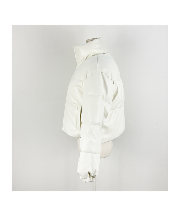 スナップボタンレザーセミクロップダウン