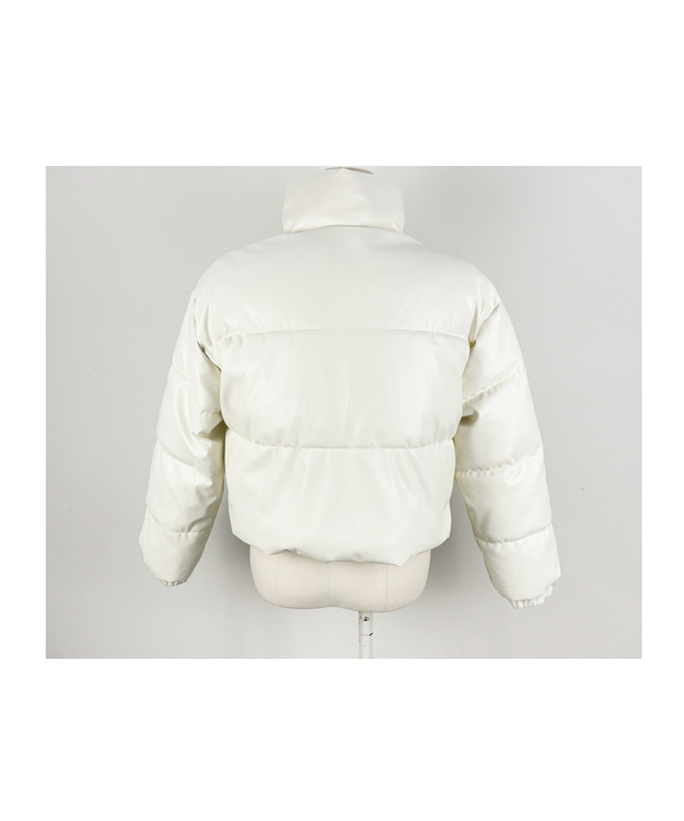 スナップボタンレザーセミクロップダウン